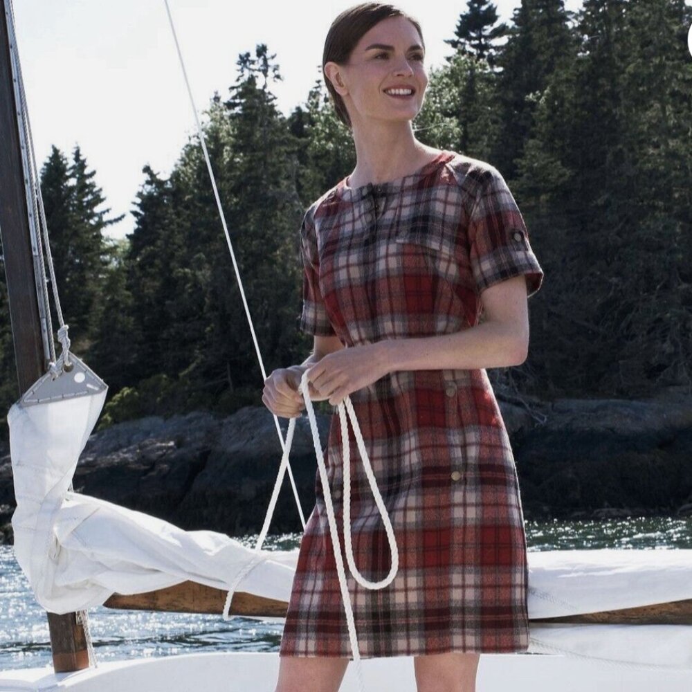 Anthropologie Red Plaid Midi Dress